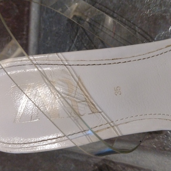 Zara White clear PVC sling back sandal heel size 35 - Picture 2 of 11